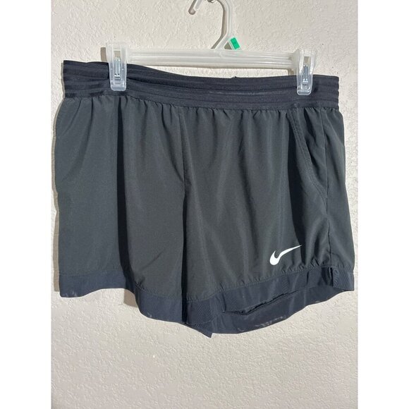 Nike Shorts Dri-Fit Womens Black Running L Polyester Lightweight - Picture 1 of 9